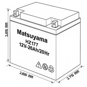 Batteria al piombo matsuyama 12v 26ah hz177 per prestazioni elevate