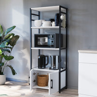 Scaffale da Cucina Arhuni a 3 Piani Armadio e Ganci 139 x 56 x 30 cm - Bianco/Nero [en.casa]