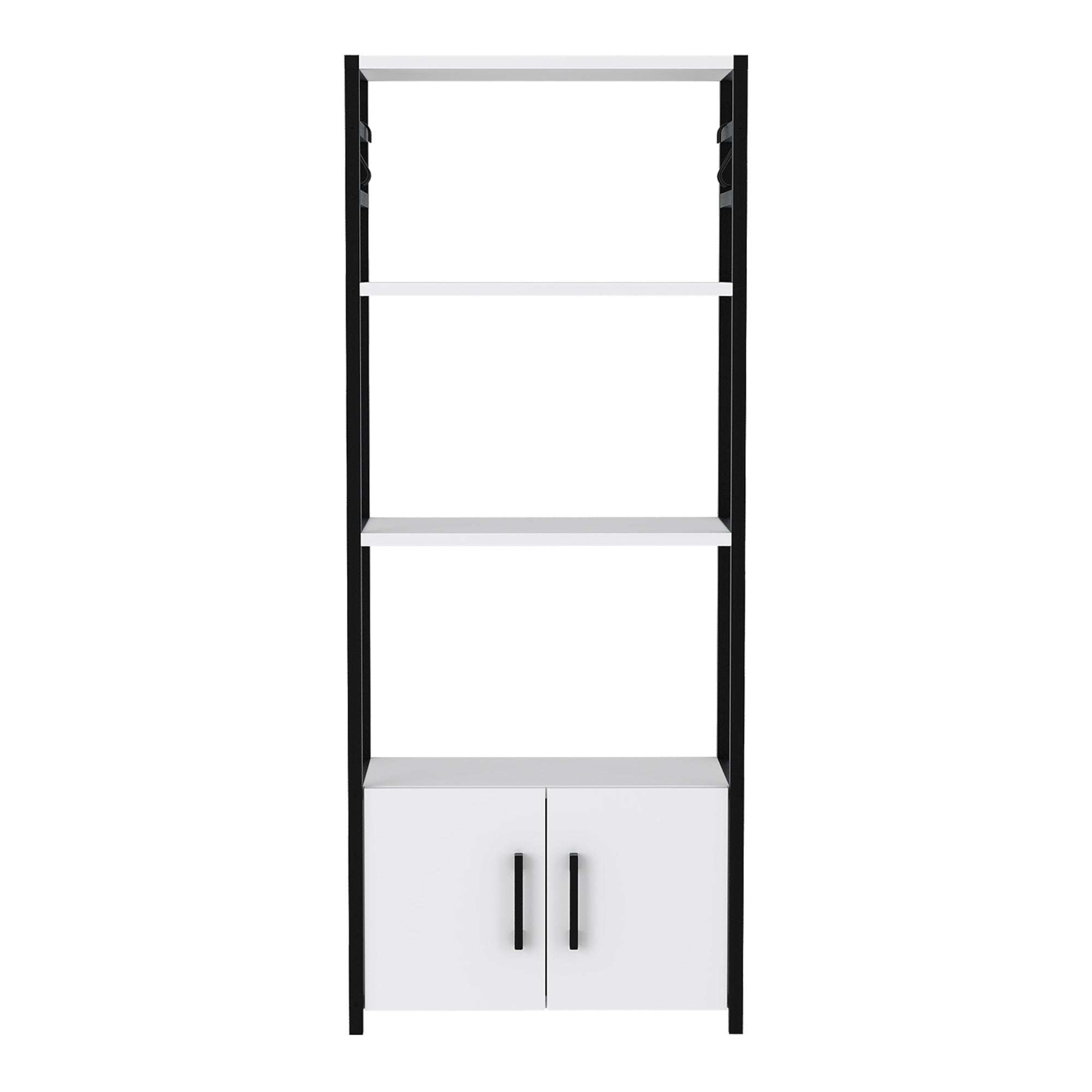 Scaffale da Cucina Arhuni a 3 Piani Armadio e Ganci 139 x 56 x 30 cm - Bianco/Nero [en.casa]
