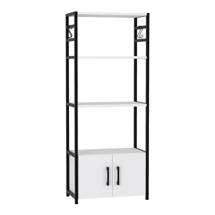 Scaffale da Cucina Arhuni a 3 Piani Armadio e Ganci 139 x 56 x 30 cm - Bianco/Nero [en.casa]