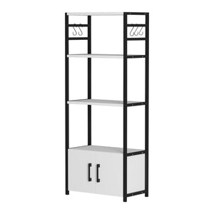 Scaffale da Cucina Arhuni a 3 Piani Armadio e Ganci 139 x 56 x 30 cm - Bianco/Nero [en.casa]