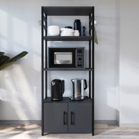 Scaffale da Cucina Arhuni a 3 Piani Armadio e Ganci 139 x 56 x 30 cm - Antracite/Nero [en.casa]