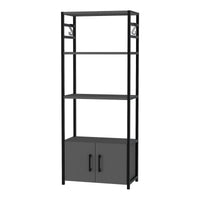 Scaffale da Cucina Arhuni a 3 Piani Armadio e Ganci 139 x 56 x 30 cm - Antracite/Nero [en.casa]