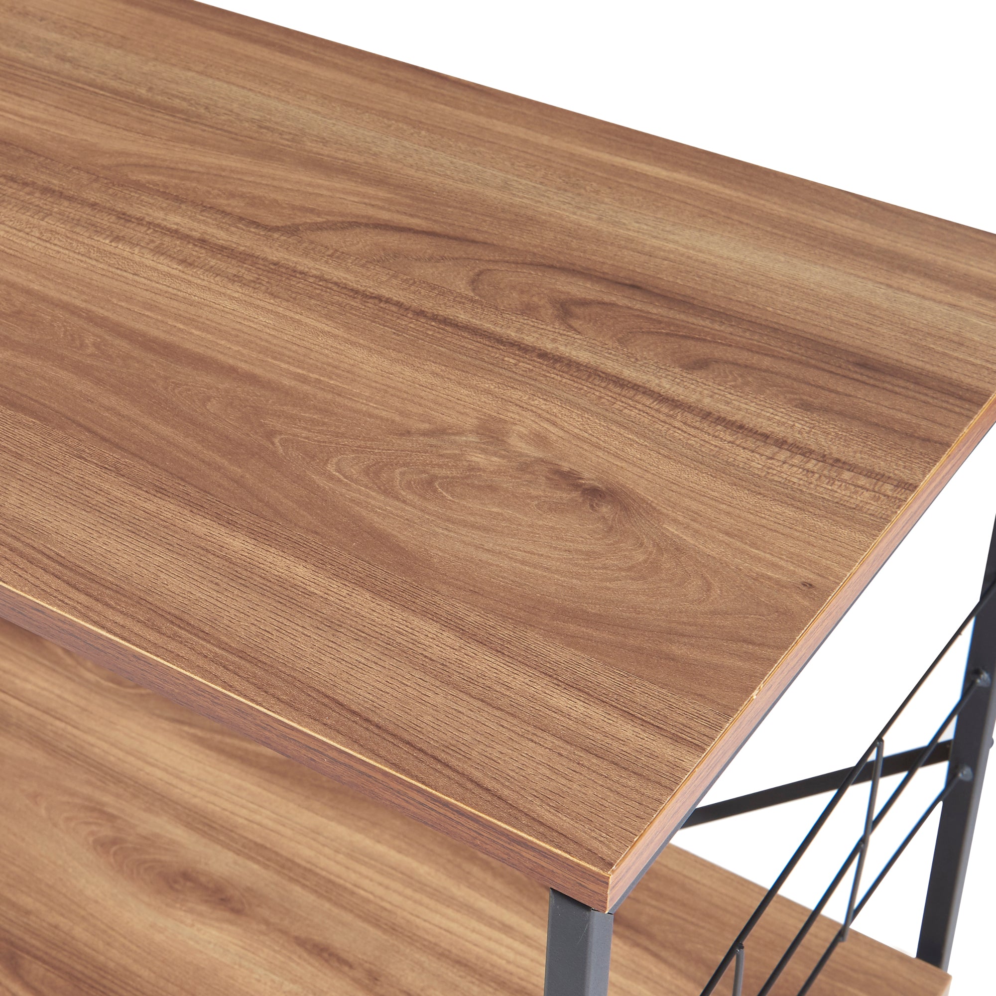 Scaffale da Cucina 'Billund' con 4 Ripiani Porta Microonde Portautensili - Nero / Effetto Noce [en.casa]