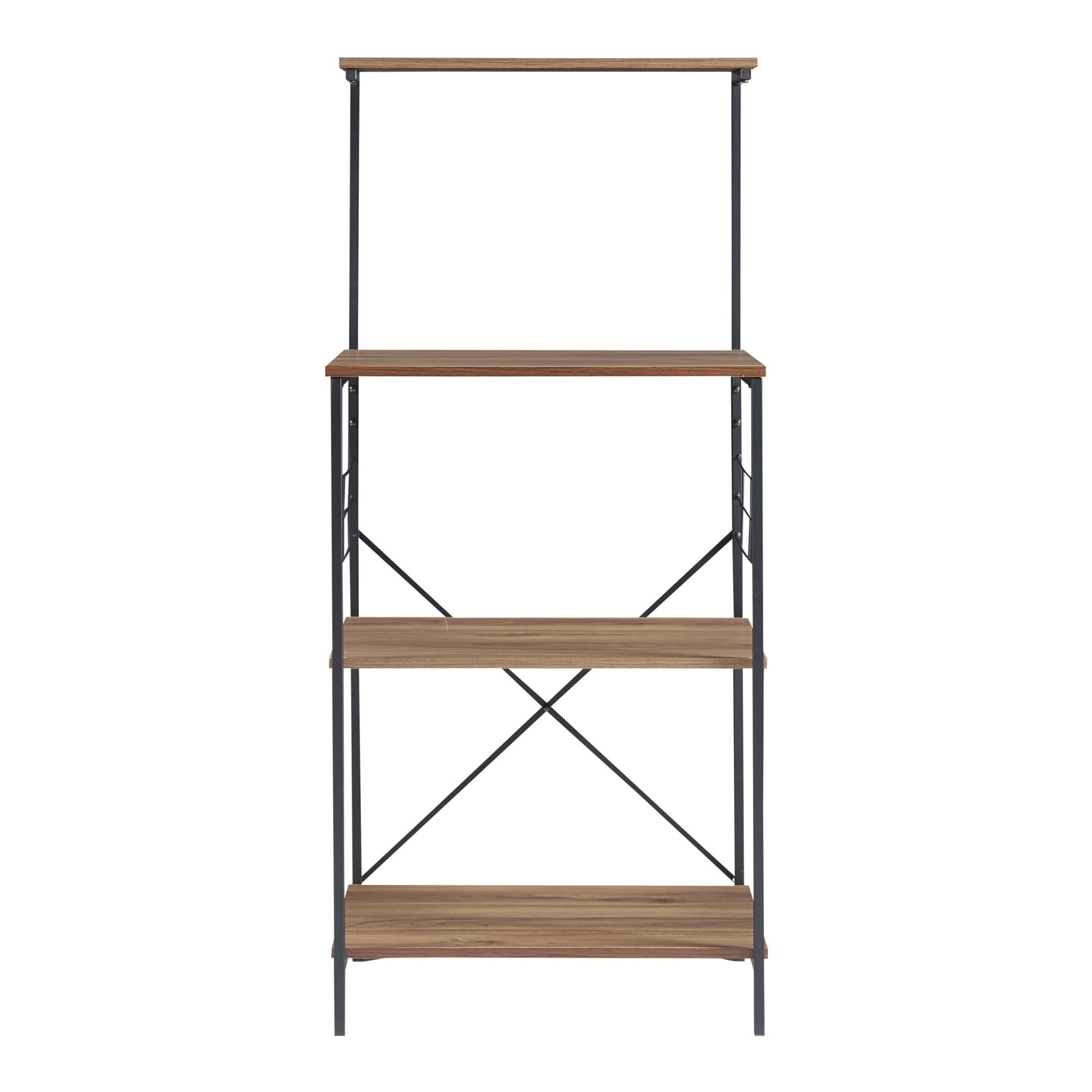 Scaffale da Cucina 'Billund' con 4 Ripiani Porta Microonde Portautensili - Nero / Effetto Noce [en.casa]