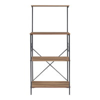 Scaffale da Cucina 'Billund' con 4 Ripiani Porta Microonde Portautensili - Nero / Effetto Noce [en.casa]