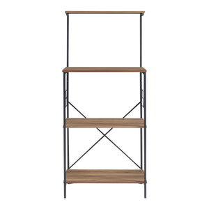 Scaffale da Cucina 'Billund' con 4 Ripiani Porta Microonde Portautensili - Nero / Effetto Noce [en.casa]