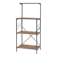 Scaffale da Cucina 'Billund' con 4 Ripiani Porta Microonde Portautensili - Nero / Effetto Noce [en.casa]