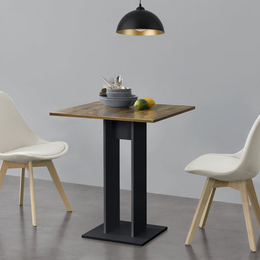 Tavolo Quadrato Lindesnes da Cucina Pranzo Bar 65 x 65 x 78 cm - Effetto Noce / Nero [en.casa]