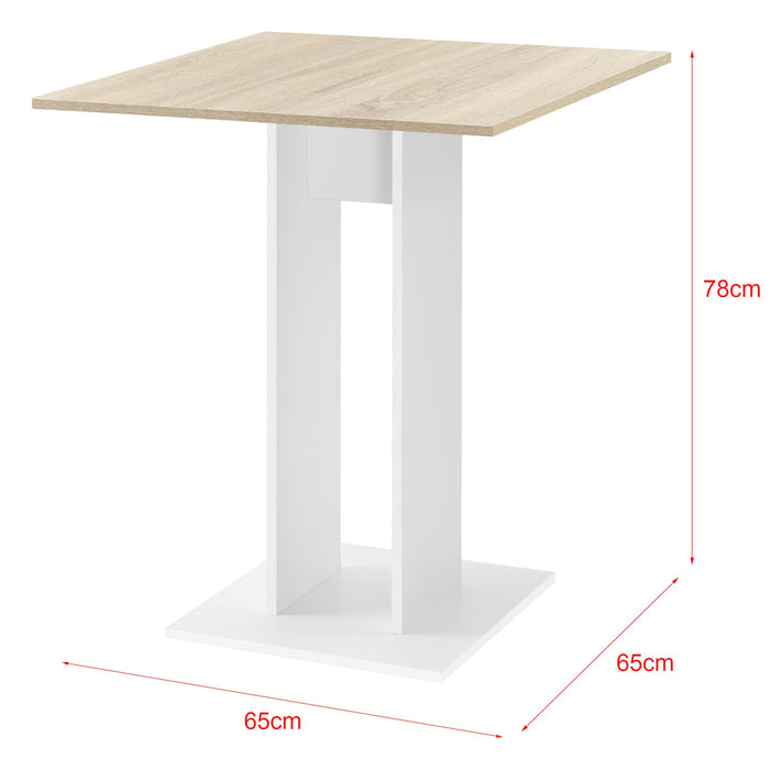 Tavolo da pranzo quadrato di design tavolo da pranzo cucina soggiorno in truciolare melaminico 65 x 65 x 78 cm effetto rovere bianco 03_0006123