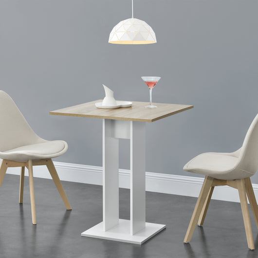 Tavolo Quadrato Lindesnes da Cucina Pranzo Bar 65 x 65 x 78 cm - Effetto Rovere / Bianco [en.casa]