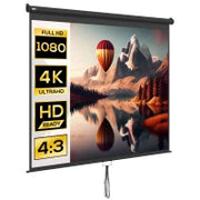 Telo Proiettore 120" Regolabile con Montaggio a Soffitto e Parete, Formato 4:3, 244x183cm, Bianco e Nero