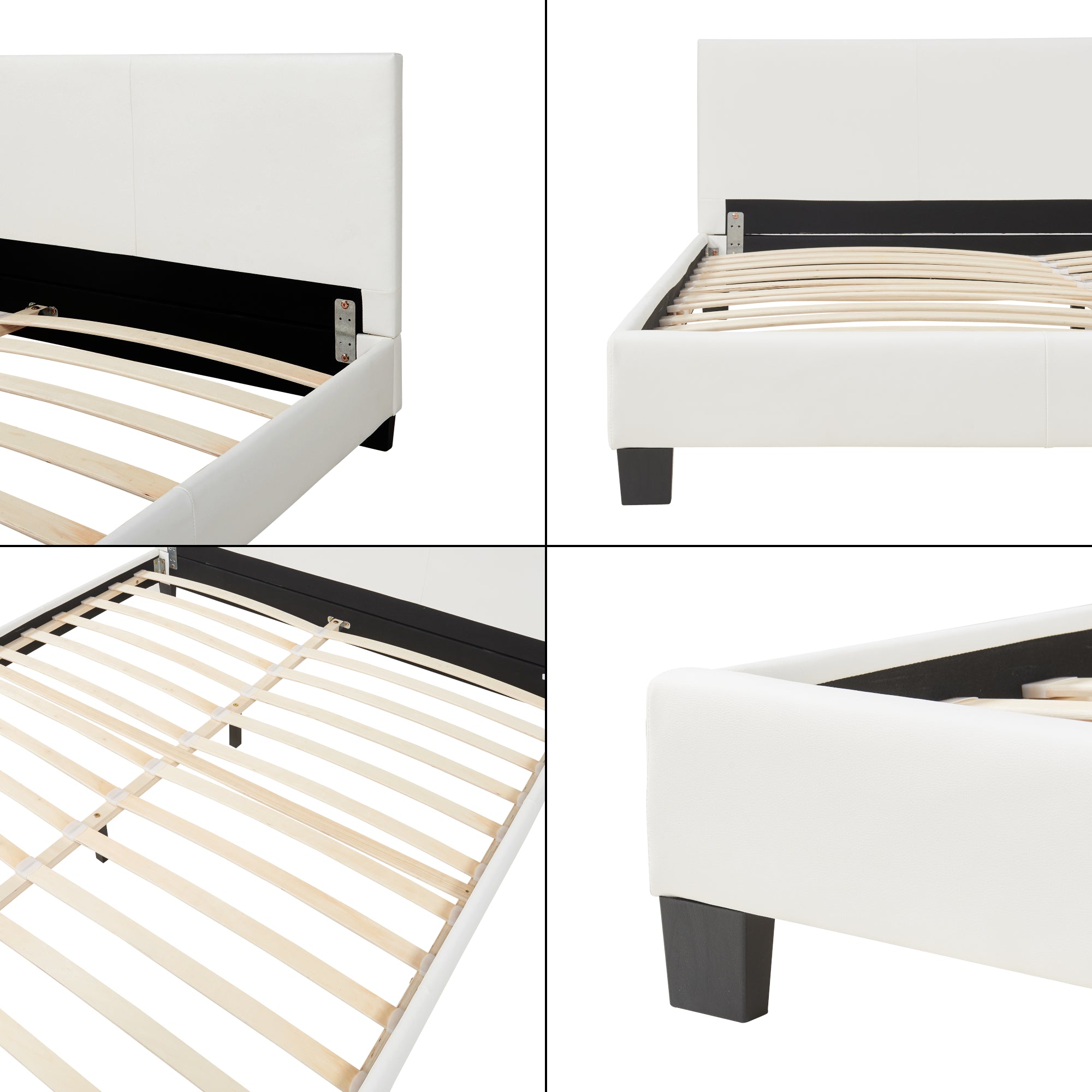 Letto Matrimoniale a Testiera Alta Letto a 2 Piazze 160x200 cm Rivestimento in Similpelle Bianco Corium