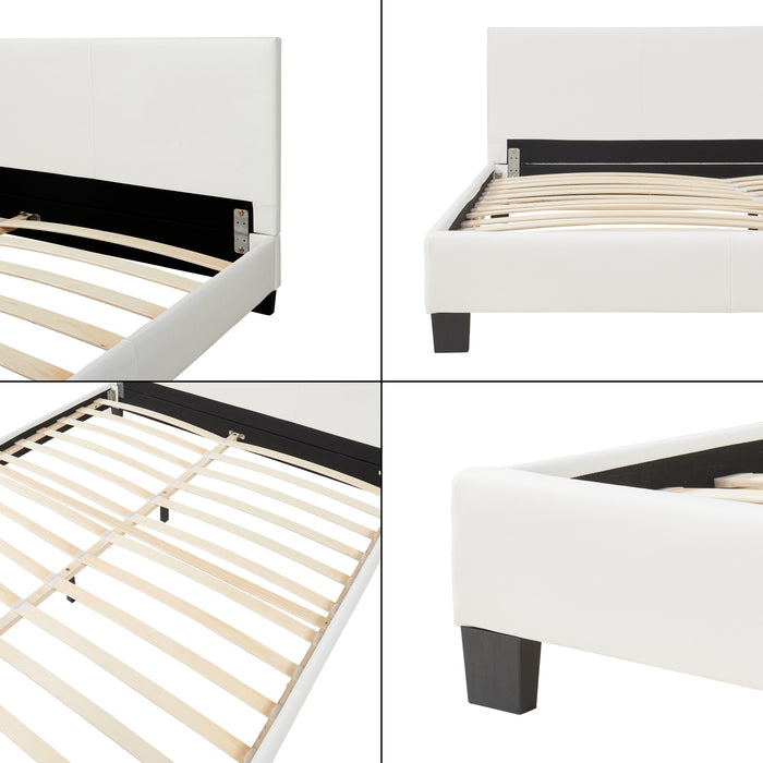 Letto Matrimoniale a Testiera Alta Letto a 2 Piazze 160x200 cm Rivestimento in Similpelle Bianco Corium