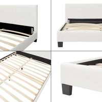 Letto Matrimoniale con Testiera Alta Letto a 2 Piazze 180x200 cm Rivestimento in Similpelle Bianco Corium