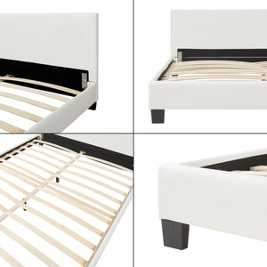 Letto Matrimoniale con Testiera Alta Letto a 2 Piazze 180x200 cm Rivestimento in Similpelle Bianco Corium