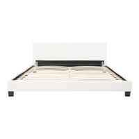 Letto Matrimoniale con Testiera Alta Letto a 2 Piazze 180x200 cm Rivestimento in Similpelle Bianco Corium