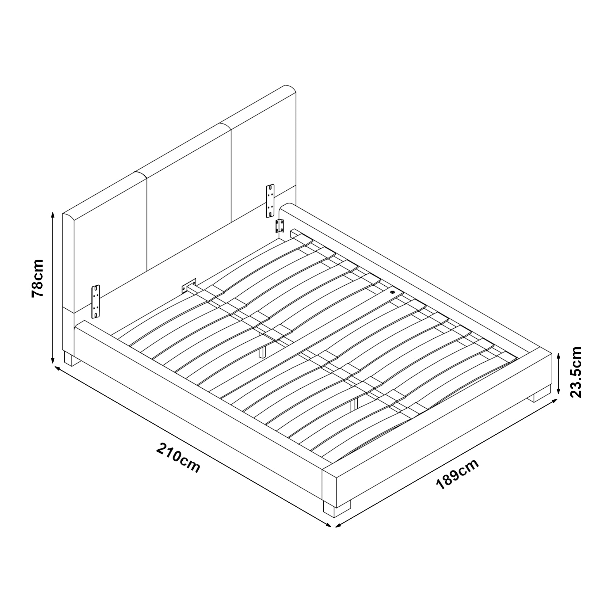 Letto Matrimoniale a Testiera Alta Letto a 2 Piazze 180x200 cm Rivestimento in Similpelle Nero Corium