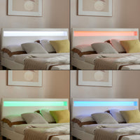 Letto Francese con Materasso 140x200 cm Testiera Alta con Illuminazione a LED Similpelle - Bianco Corium