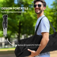 Sedia da Campeggio Pieghevole e Reclinabile con Poggiapiedi Rimovibile, Poggiatesta e Portabicchieri, Nero