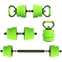 Set di Manubri Regolabili 4 in 1 da 30 kg, utilizzabili come Kettlebell, Bilanciere, Manubri e Supporto per Flessioni
