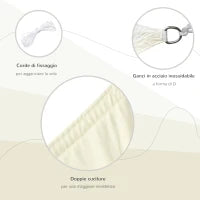 Vela Ombreggiante Rettangolare 4x6m, Tenda da Sole per Esterno in Poliestere Anti UV Traspirante Bianco Crema