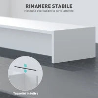 Supporto per Monitor con 2 Vani Contenitore in Legno, 100x27x15 cm, Bianco