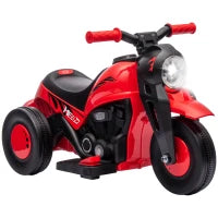 Moto Elettrica per Bambini 6V con Musica, 2,5-3 km/h, per Bambini di 2-5 Anni, Rosso