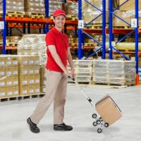 DURHAND Carrello Portapacchi Pieghevole a 6 Ruote max 70 kg con Fune e Maniglia Estraibile, 47x47x100 cm, Nero e Argento