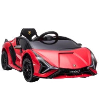 Macchina Elettrica per Bambini 3-5 Anni 12V Lamborghini SIAN, 3-5km/h Auto Elettrica per Bambini con 2 Motori, Fari e Musica, Telecomando, Cintura e Clacson, Rosso