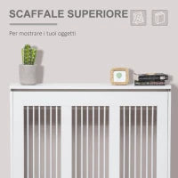 Copritermosifone a Doghe Moderno ed Elegante per la Casa, in MDF e Acciaio, 90x18x84cm, Bianco