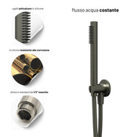 Set per doccia soffione tondo in acciaio inox 250 millimetri canna di fucile *** finitura- canna di fucile, confezione 1