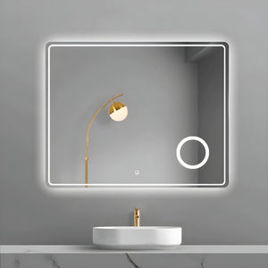 Specchio 5mm rettangolare smussato cornice led interruttore touch lente *** misure 100x60 cm, tonalità dimmerabile 2...