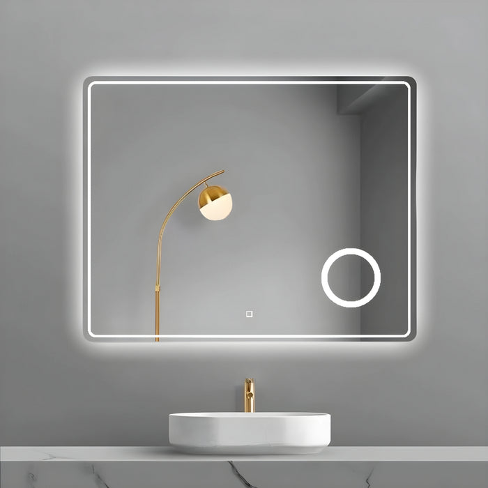 Specchio 5mm rettangolare smussato cornice led interruttore touch lente *** misure 100x60 cm, tonalità dimmerabile 2...