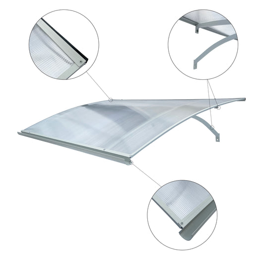 Tettoia con telaio in alluminio STARKEDACH curvo L-160 7035 con rivestimento in policarbonato