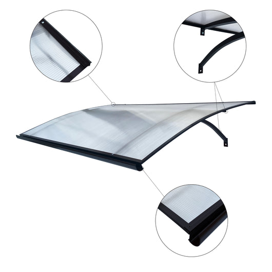 Tettoia con telaio in alluminio STARKEDACH curvo L-160 7016 con rivestimento in policarbonato