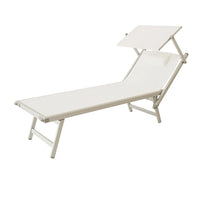 Lettino Prendisole Bianco con Parasole con telaio alluminio
