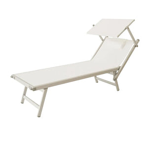 Lettino Prendisole Bianco con Parasole con telaio alluminio