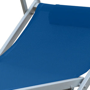 Lettino Prendisole Blu con Parasole con telaio alluminio