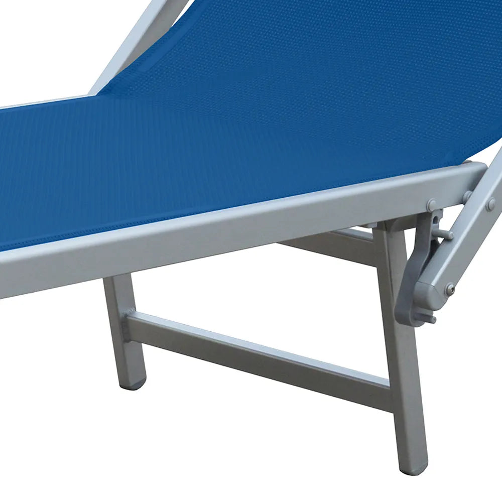 Lettino Prendisole Blu con Parasole con telaio alluminio