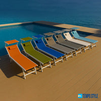 Tempo Style - Lettino Prendisole Verde Pastello  con Parasole e telaio bianco