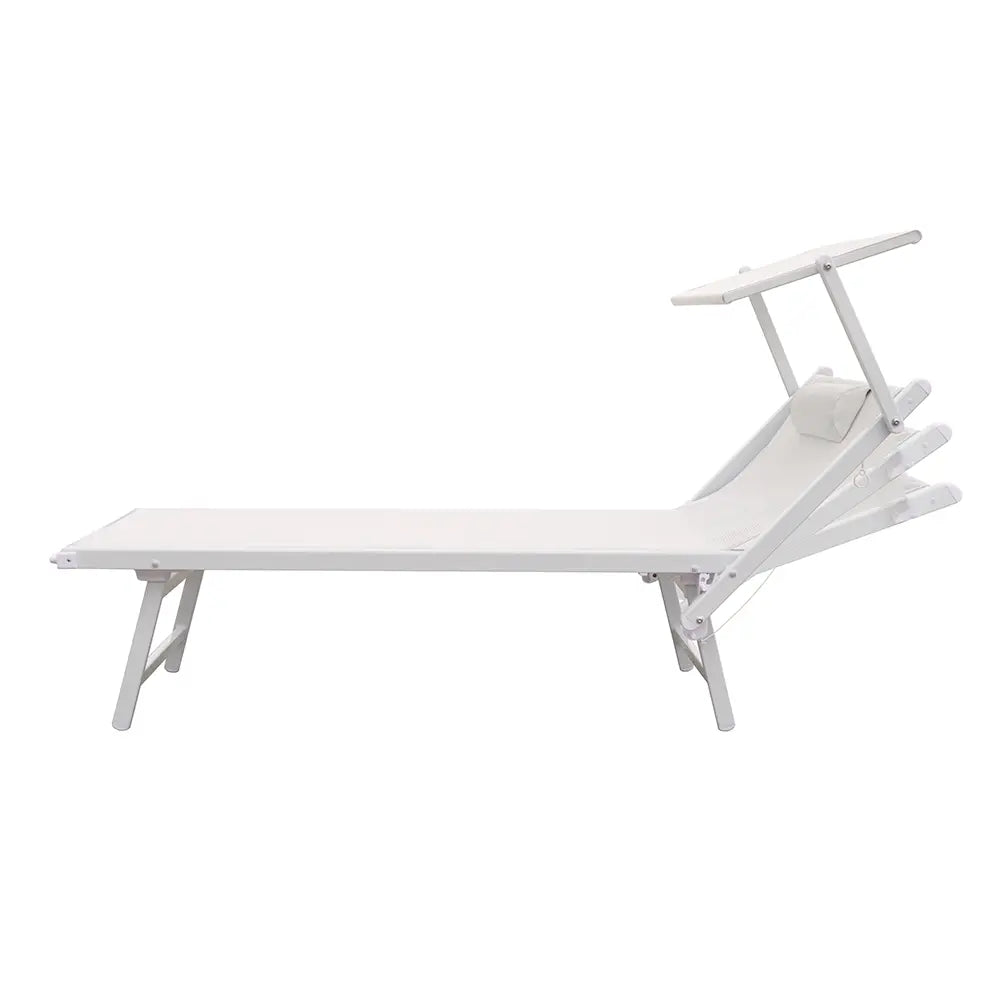 Lettino Prendisole Bianco con Parasole con telaio alluminio