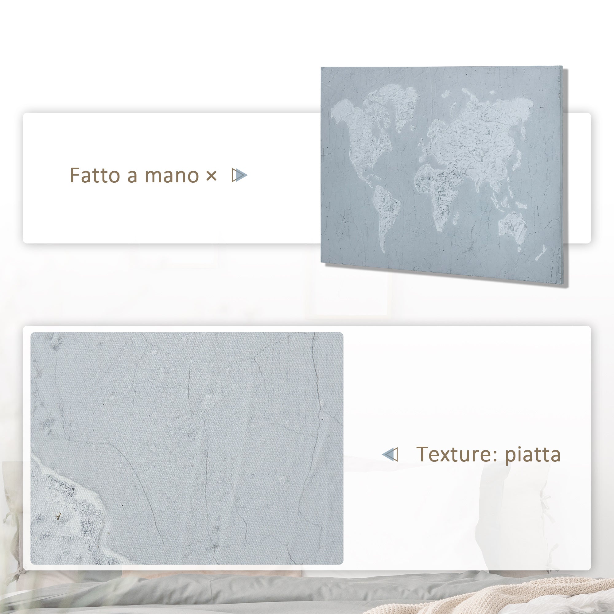 EasyComfort Stampa su Tela in Legno di Pino 120x90cm per Casa e Ufficio, Grigia e Bianca