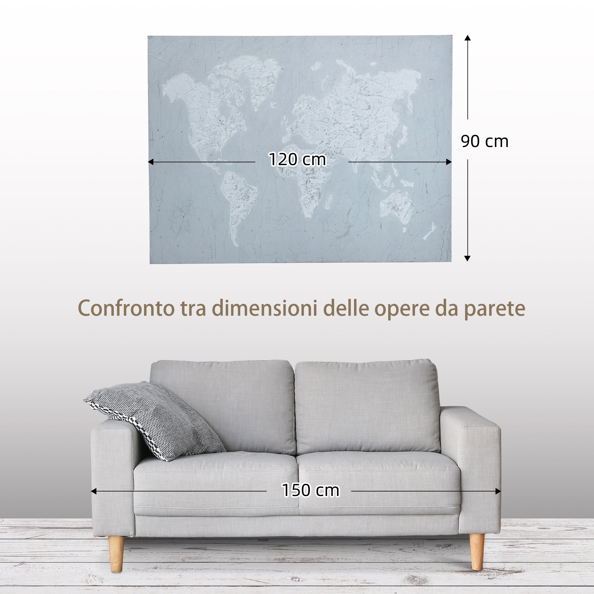 EasyComfort Stampa su Tela in Legno di Pino 120x90cm per Casa e Ufficio, Grigia e Bianca