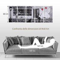 EasyComfort Stampa su Tela 80x40cm con Bambina, 5 Pezzi in Legno di Pino per Casa e Ufficio