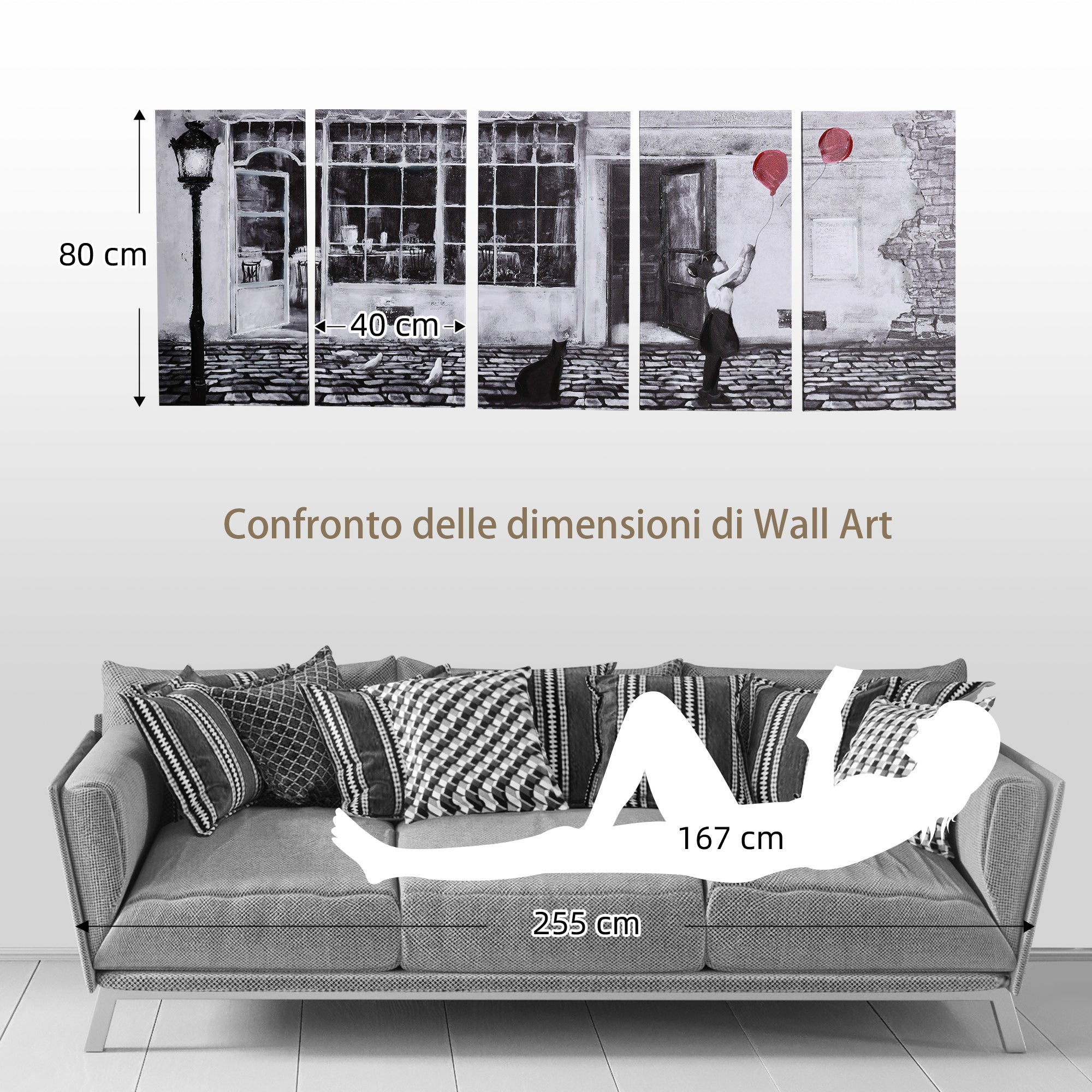 EasyComfort Stampa su Tela 80x40cm con Bambina, 5 Pezzi in Legno di Pino per Casa e Ufficio