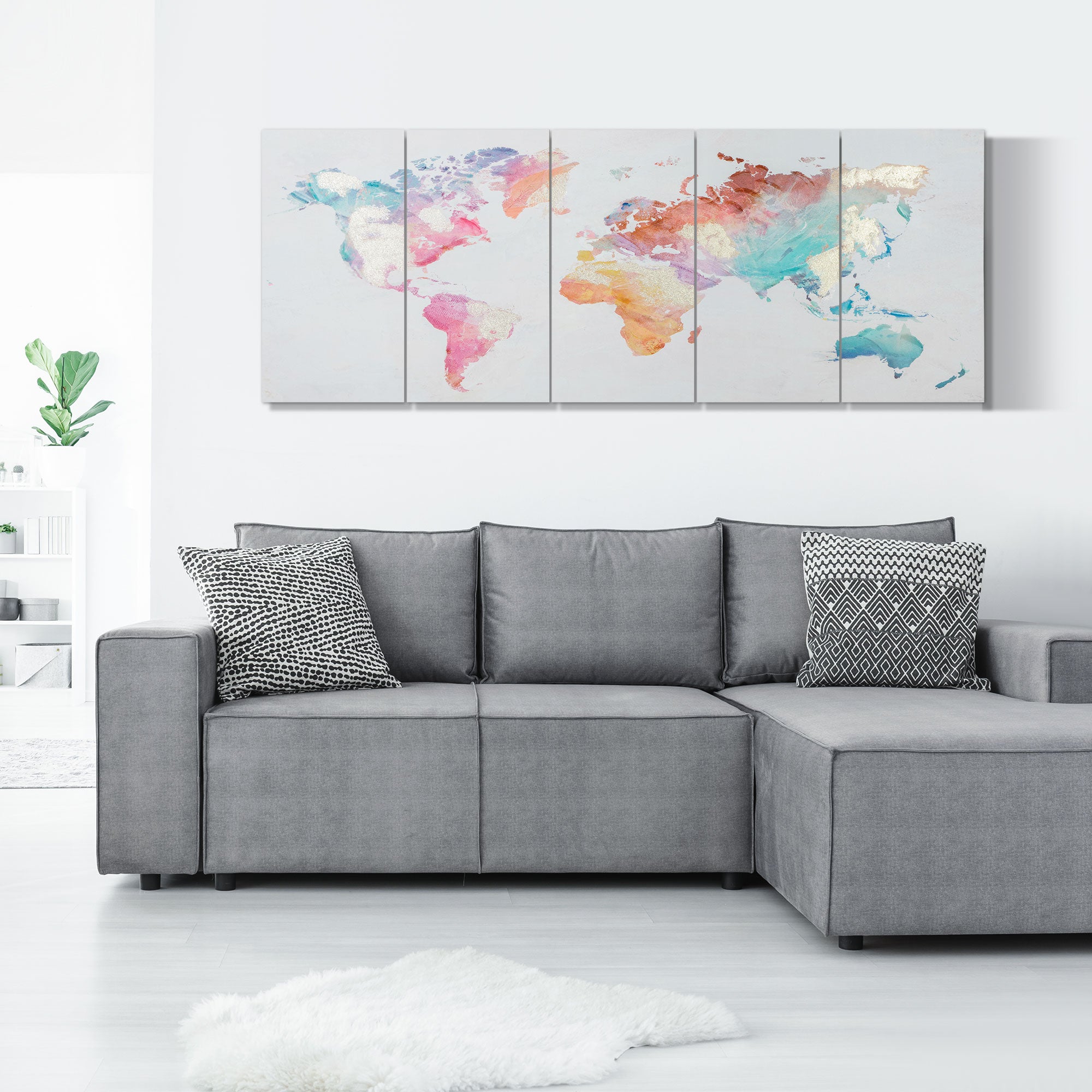 EasyComfort Stampa su Tela 80x40cm 5 Pezzi per Casa e Ufficio, Tela in Legno di Pino e Vernice ad Acqua, Multicolore