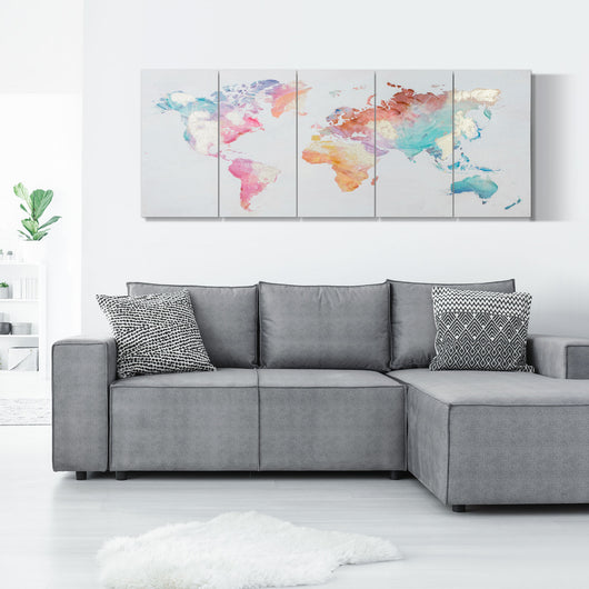 EasyComfort Stampa su Tela 80x40cm 5 Pezzi per Casa e Ufficio, Tela in Legno di Pino e Vernice ad Acqua, Multicolore