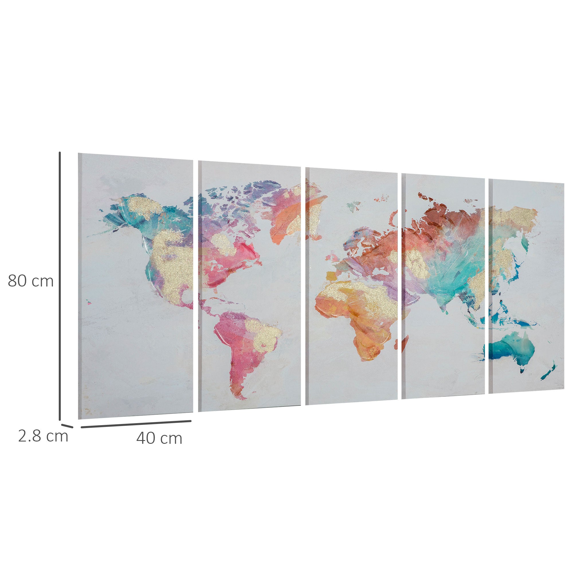 EasyComfort Stampa su Tela 80x40cm 5 Pezzi per Casa e Ufficio, Tela in Legno di Pino e Vernice ad Acqua, Multicolore