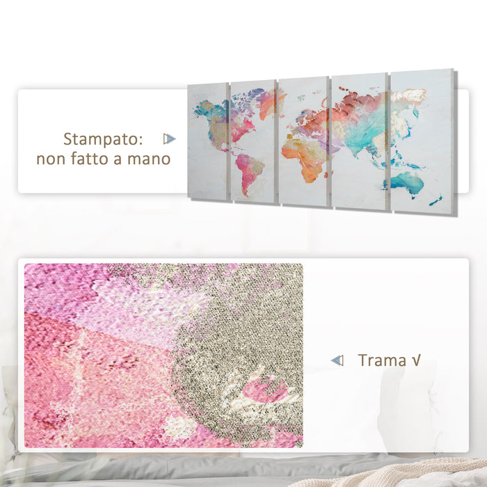 EasyComfort Stampa su Tela 80x40cm 5 Pezzi per Casa e Ufficio, Tela in Legno di Pino e Vernice ad Acqua, Multicolore